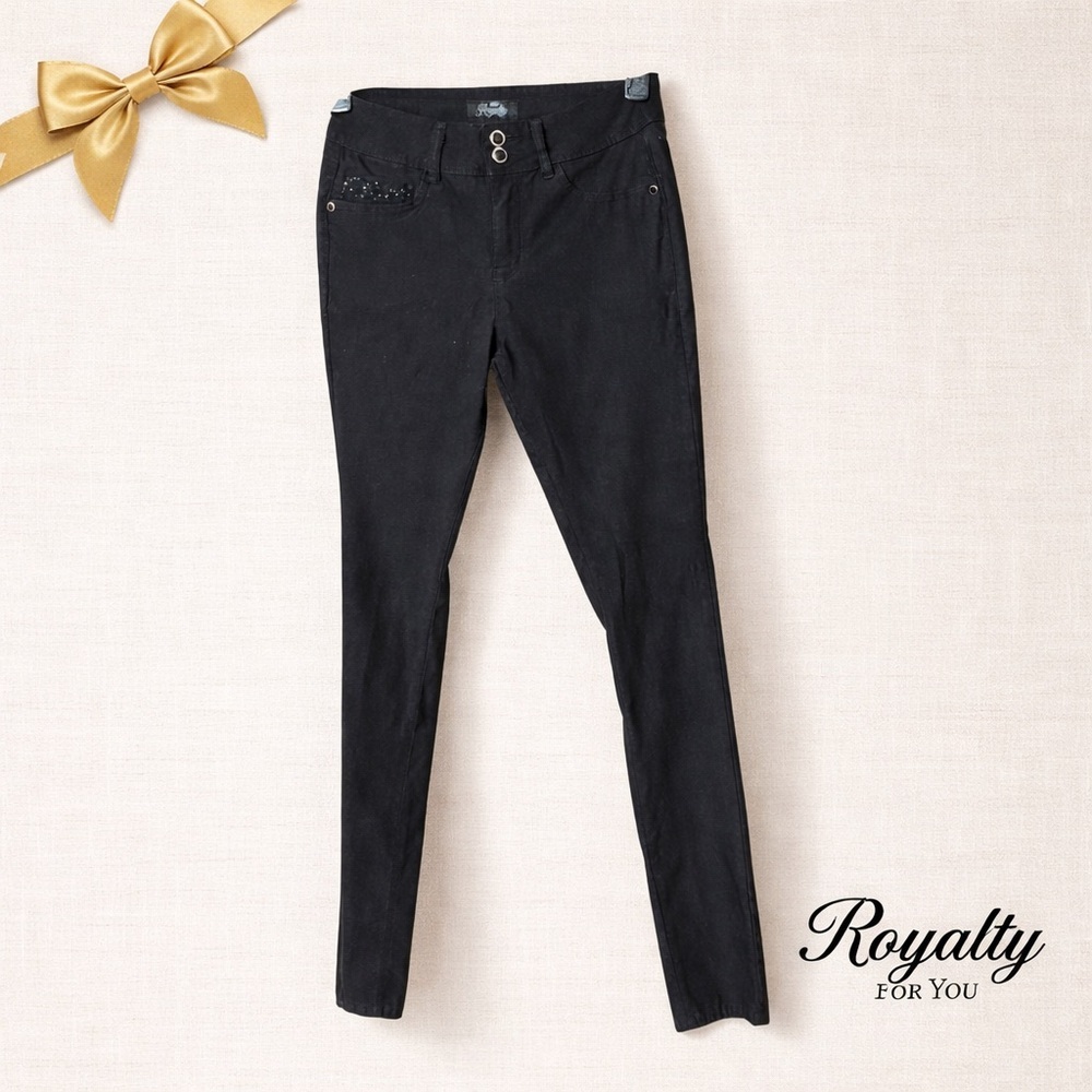 Royalty For You Black Rhinestone Slim Fit Pants Size 10